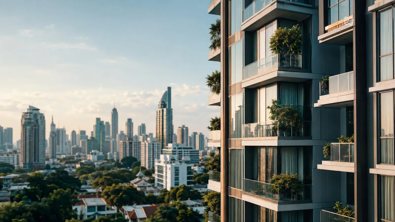 Condominium towers overlooking the city, the shared property a condo juristic office manages
